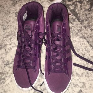 Purple adidas high tops